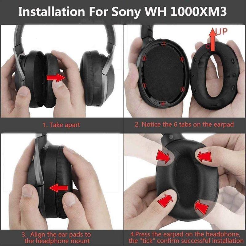 WH-1000XM3イヤーパッド交換用イヤーパッドプロテインPUレザーイヤークッションSony WH-1000XM3ワイヤレスノイズキャンセ｜110110-3｜08