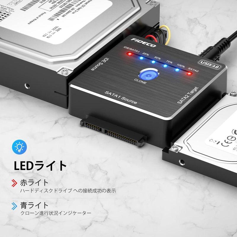 FIDECO SATA/IDE 変換アダプタ オフラインクローン HDDコンバーター USB3.0ハードドライブ 最大16TB 2.5/3.｜110110-3｜06