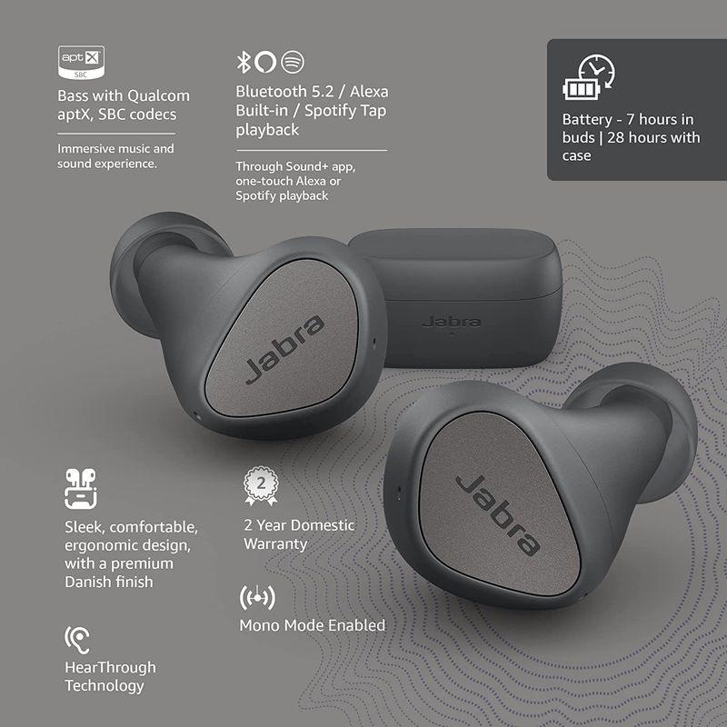Jabra Elite 3 ダークグレー 完全ワイヤレスイヤホン 国内正規品 Apt-X IP55 Bluetooth 5.2 クリアな通話｜110110-3｜04