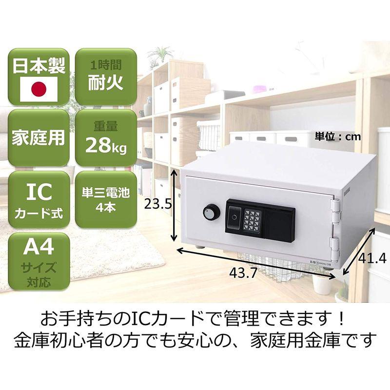 日本アイエスケイ ICカード式 耐火金庫 家庭用 日本製 (JIS一般紙用1時間標準加熱試験合格) ペールピンク 幅43.7×奥行41.4× - 2