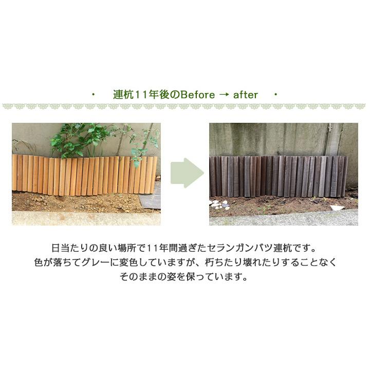 ガーデニング　柵 リーベ 花壇 柵 フェンス 高耐久ハードウッド 天然木 H40cm 単品