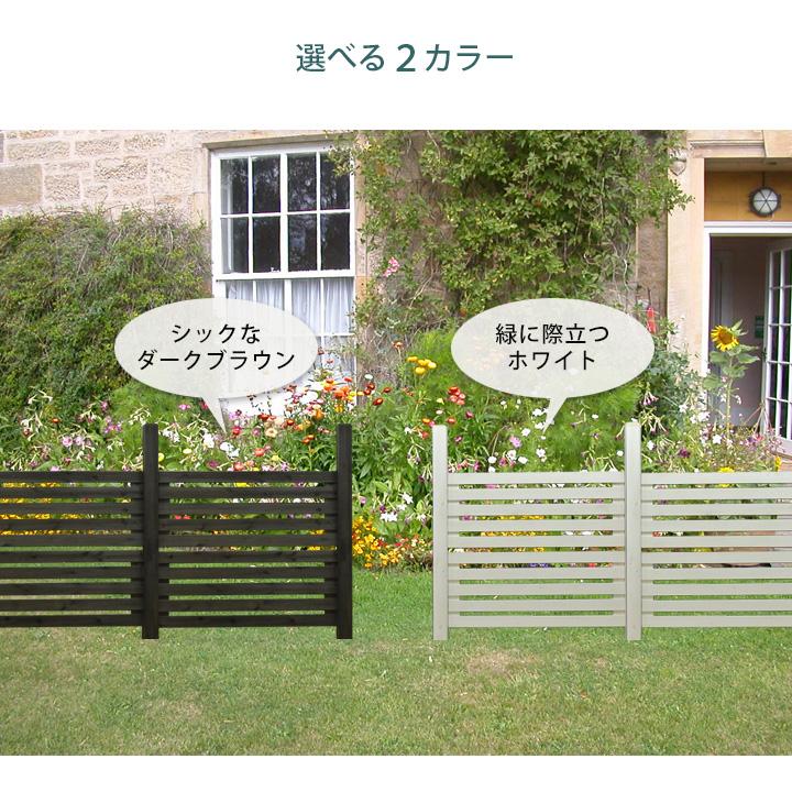 diy 木製ボーダーフェンス 3スパン/3枚+柱4本セット ナイル ダークブラウン 簡単 フェンスの画像