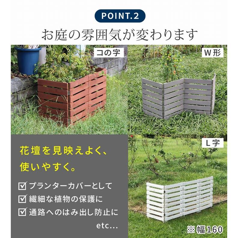 ボーダーフェンス 木製 4枚組 ホワイト (WF-120YK-4P-WHT) 置くだけ 折り畳めるミニウッドフェンス ※北海道＋1500円の画像