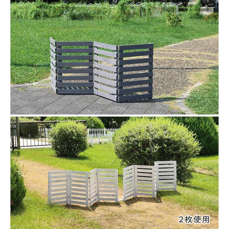ボーダーフェンス 木製 161×61cm 2枚組 ホワイト (WF-160YK-2P-WHT) 置くだけ 折り畳めるウッドフェンス160 ※北海道＋3000円の画像