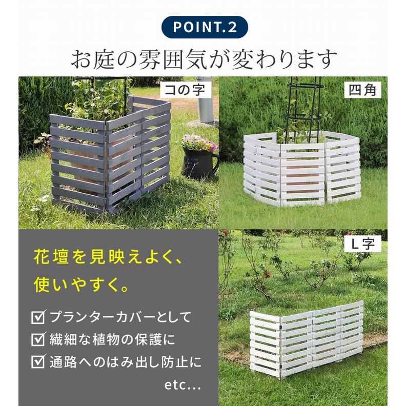 ボーダーフェンス 木製 161×61cm 2枚組 ホワイト (WF-160YK-2P-WHT) 置くだけ 折り畳めるウッドフェンス160 ※北海道＋3000円の画像