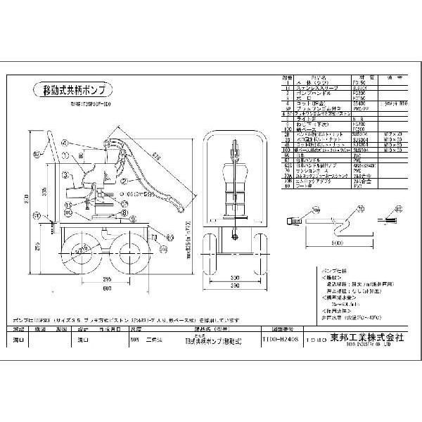 移動式手押しポンプ 東邦工業製 TB式共柄ポンプ型 （T35PSCF-IDO） それ行けポンプ |  | 01