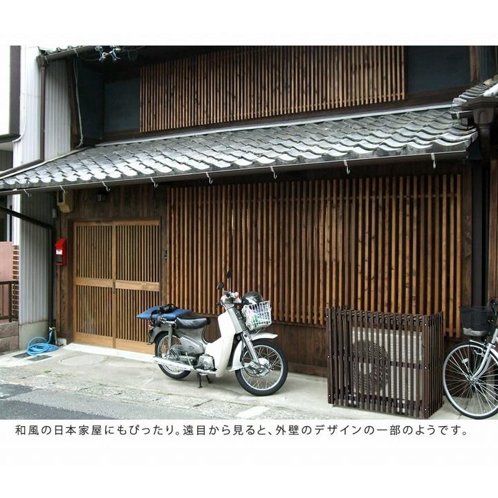 エアコン室外機カバー 幅92.5 ホワイト 縦格子 (AC-M925WHT) 木製 縦