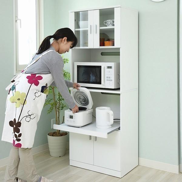 レンジ台 レンジボード 幅59.5 高さ160 SIMシリーズ (FAP-0016-WH) キッチン収納 食器棚