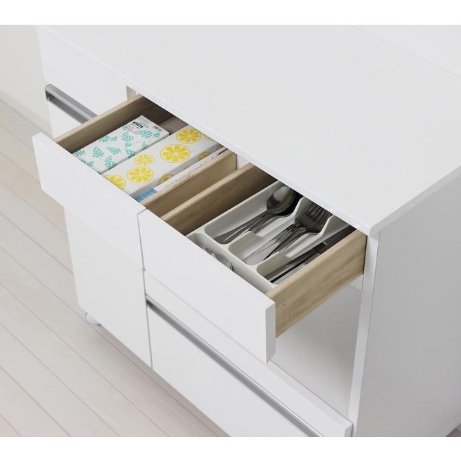 カウンターワゴン 白 カウンターレンジワゴン3D (23699) キッチン収納 クロシオ ※北海道・沖縄・離島送料別途見積の画像