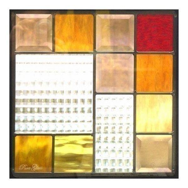 ステンドグラス (SH-E03) 300×300×18mm デザイン ピュアグラス Eサイズ （約3kg） ※代引不可