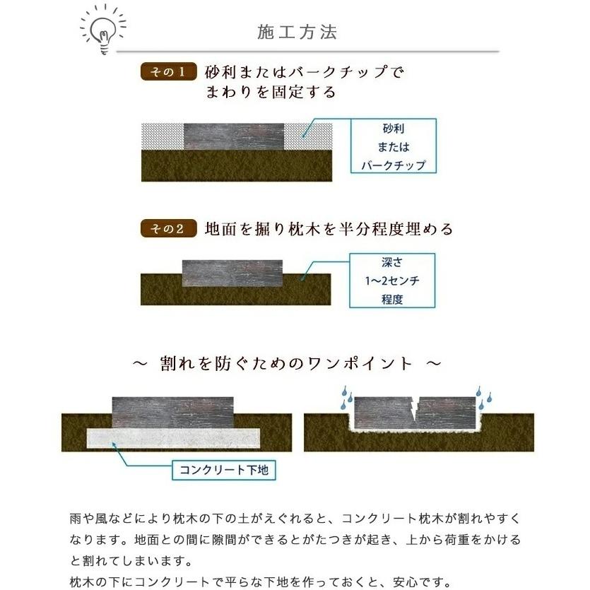 枕木 コンクリート ライトブラウン 長さ42cm  リアルコンクリート枕木2 枕木風 擬木 敷石 ステップ 庭 DIY｜1128｜08