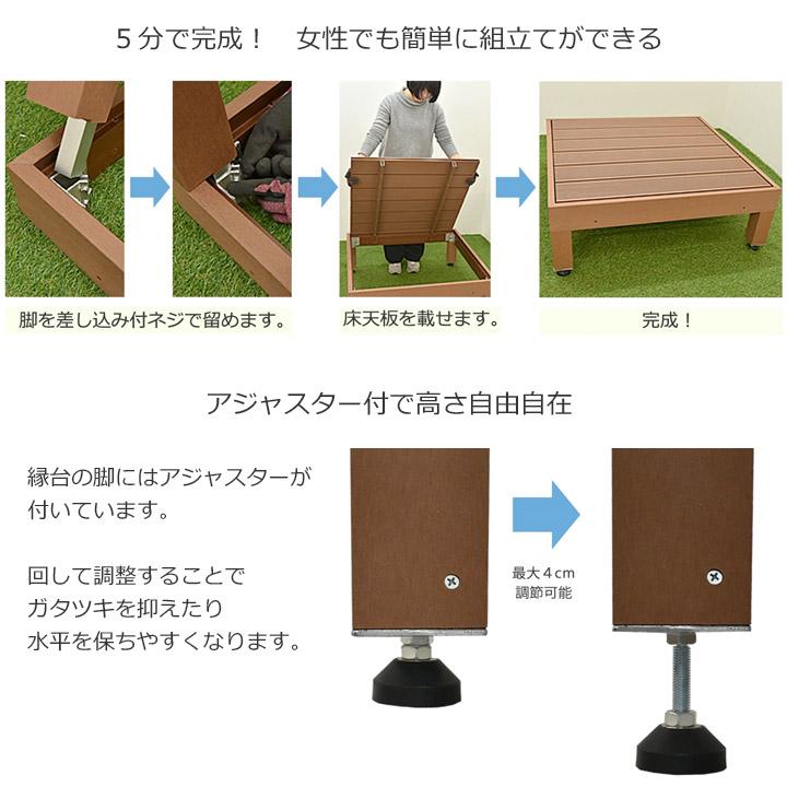 ウッドデッキ 人工木 0.75坪 7点セット カルパティアIII ブラウン 樹脂 縁台 フェンス付 デッキテラス ベランダ ガーデン 庭_8