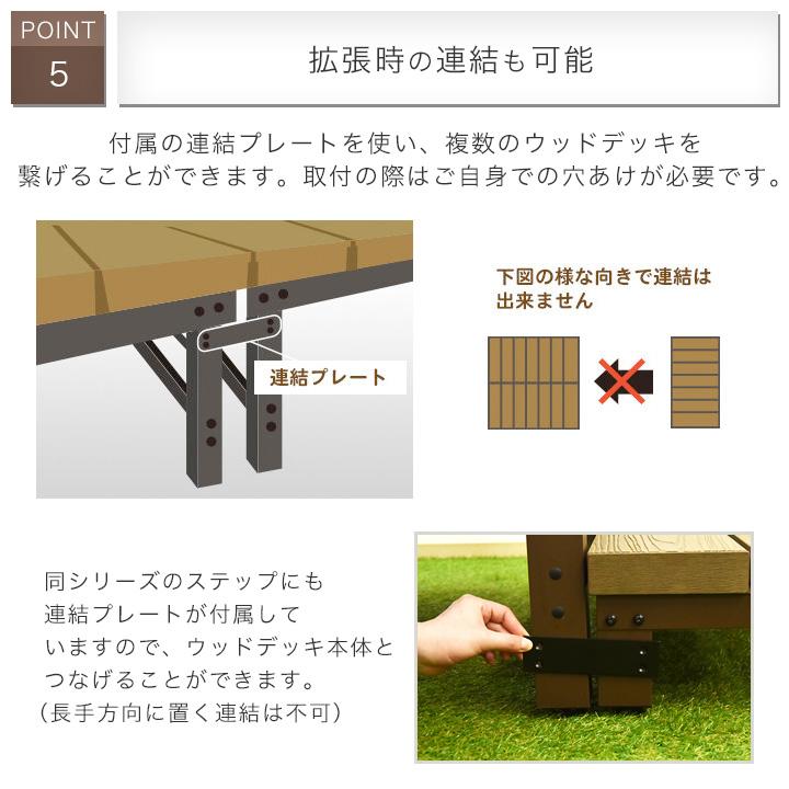 ウッドデッキ 人工木 縁台 0.5坪 アトラス ブラウン 1800型 樹脂 デッキテラス ベランダ ガーデン 木目調 簡単組立_7