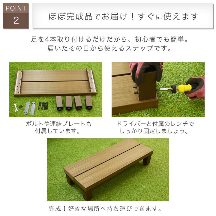 リーベ 人工木 アトラス用 ステップ 単品 ブラウン 簡単組立 90 リーベ 人工木 アトラス用 ステップ 単品 ブラウン 簡単組立 90