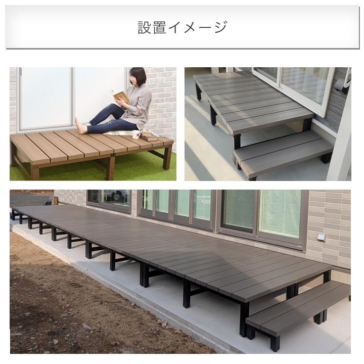 人工木 アルミ アトラス2点セット（1800型縁台+ステップ）グレー 簡単組立 ウッドデッキ 高さ調節可能なアジャスター付き_8