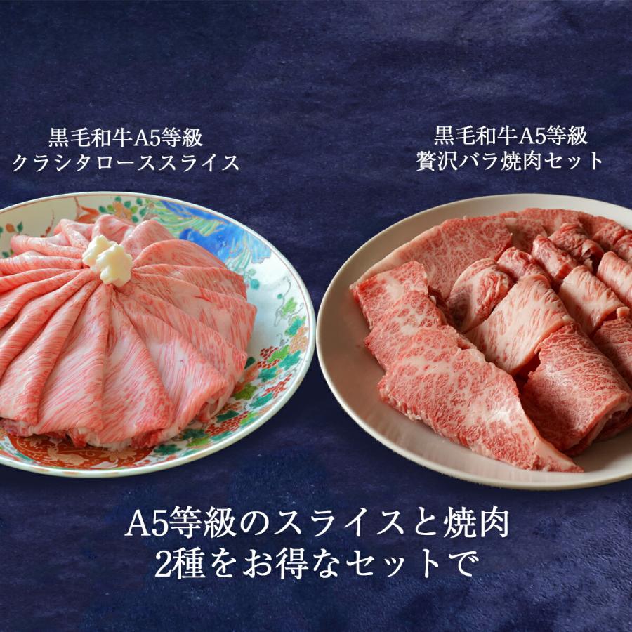 黒毛和牛 A5等級 贅沢 スライス & 焼肉 ( ロース & カルビ ) ごほうびセット 1kg (500g×2) 送料無料 ギフト 牛肉 すき焼き しゃぶしゃぶの画像
