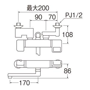 三栄水栓】 サーモシャワー混合栓｜バスルーム用｜ SK1810M9-3U-13 
