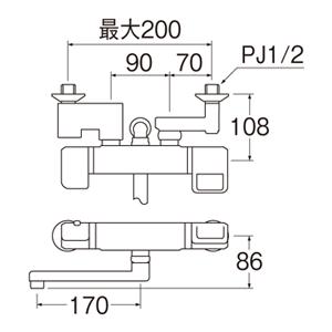 三栄水栓】 サーモシャワー混合栓｜バスルーム用｜ SK1810T3-3U-13