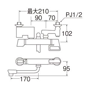 三栄水栓】 サーモシャワー混合栓 寒冷地用｜バスルーム用｜ SK1812DK 