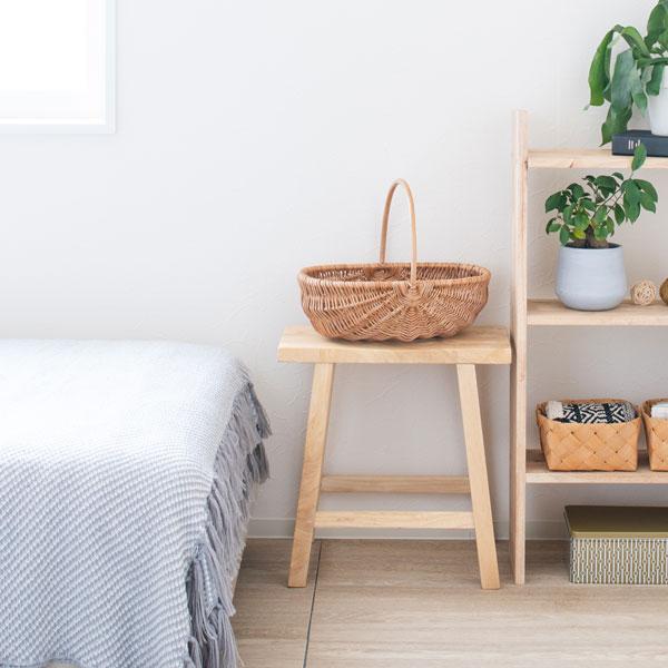 木製スツール 長方形 サイドテーブル 椅子 天然木無垢材 NATURAL