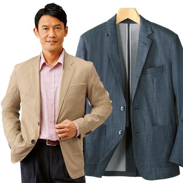 ストレッチジャケット メンズ 気軽に着られる軽量ストレッチジャケット シャンブレー ストレッチ カジュアル 春夏 50代 60代 価格交渉ok送料無料