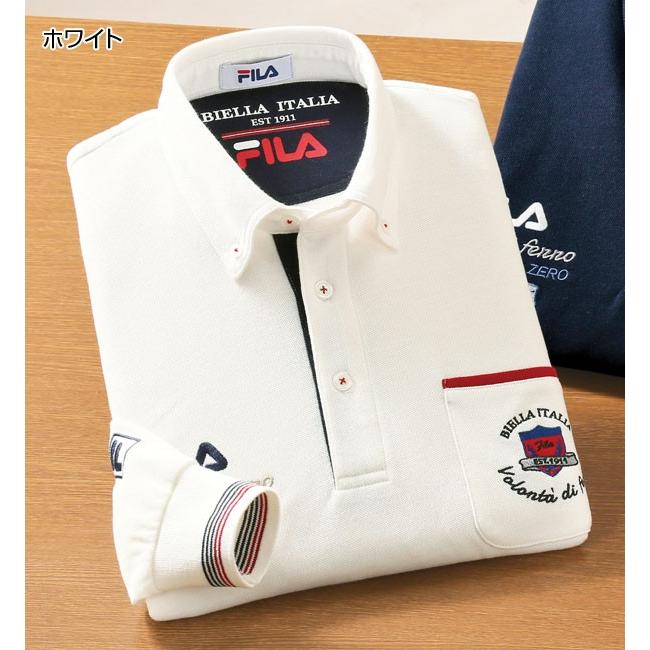 FILA（フィラ） 裏起毛 ビッグ刺しゅうポロシャツ 3色組 長袖 左胸