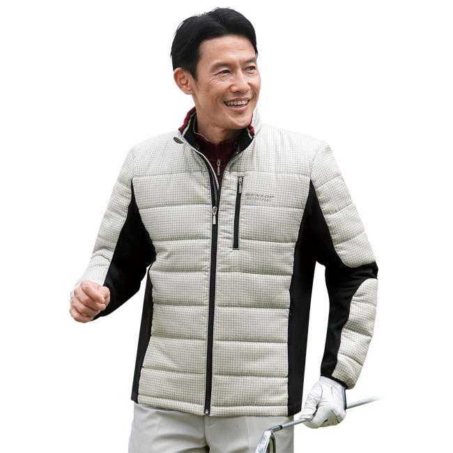 ブルゾン 秋冬 ダンロップ・モータースポーツ チドリ柄切替軽量デザインブルゾン（全2色） 中綿ジャケット 上着 アウター メンズ 紳士服 シニア シニアファッション 50代 60代 70代 80代  父の日 お父さん　fri　p20550 DUNLOP MOTORSPORT ダンロップ・モータースポーツ チドリ柄切替軽量