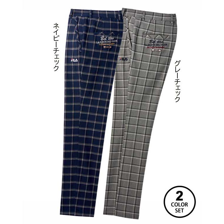 FILA GOLF ネイビーとレッドのチェックパンツ FILA GOLF ネイビーとレッドのチェックパンツ