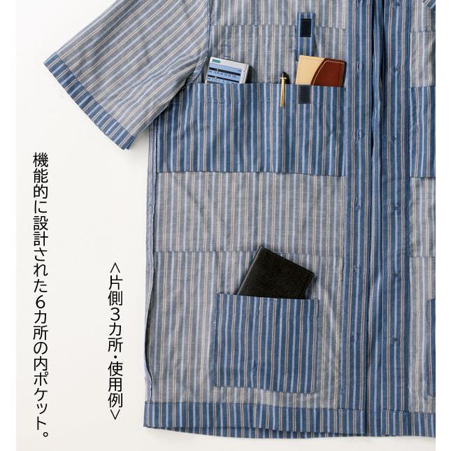 シャツジャケット 同サイズ2色組 収納便利な10ポケット 半袖シャツ