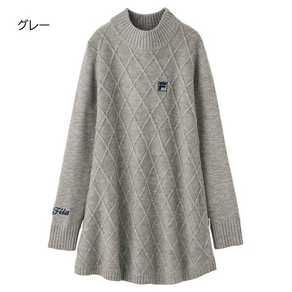 FILA（フィラ） ダイヤ柄ニットチュニック 同サイズ2色組 洗えるニット
