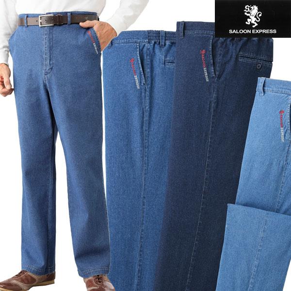 SALOON EXPRESS サルーンエクスプレス 刺繍入りストレッチデニムパンツ 同サイズ3色組 選べる股下 40代 50代 60代 AS-0500-SAI SALOON EXPRESS サルーンエクスプレス 刺繍入りストレッチデニムパンツ