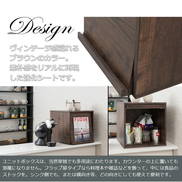 ユニットボックス キューブBOX フラップ扉 ヴィンテージブラウン