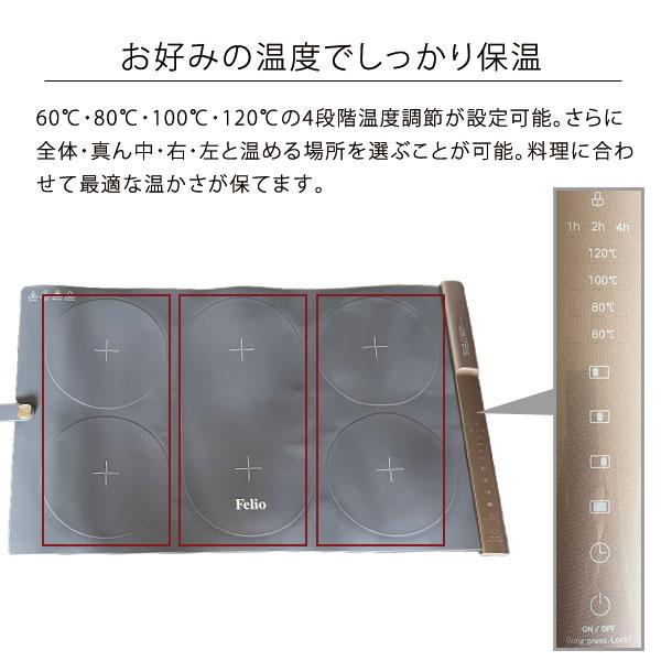 Felio フードウォーマー セパレートタイプ 60度 80度 100度 120度 タイマー機能 常温保温 食品保温プレート 電気保温プレート BWR02 Felio（フェリオ） フードウォーマー セパレートタイプ 60度 80度 100