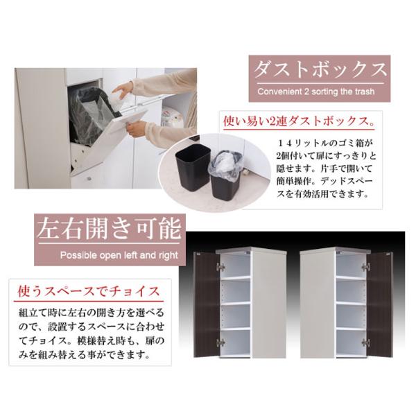 ダストボックス スリム 2分別 ゴミ箱 収納付 幅25cm 14Lペール2個付