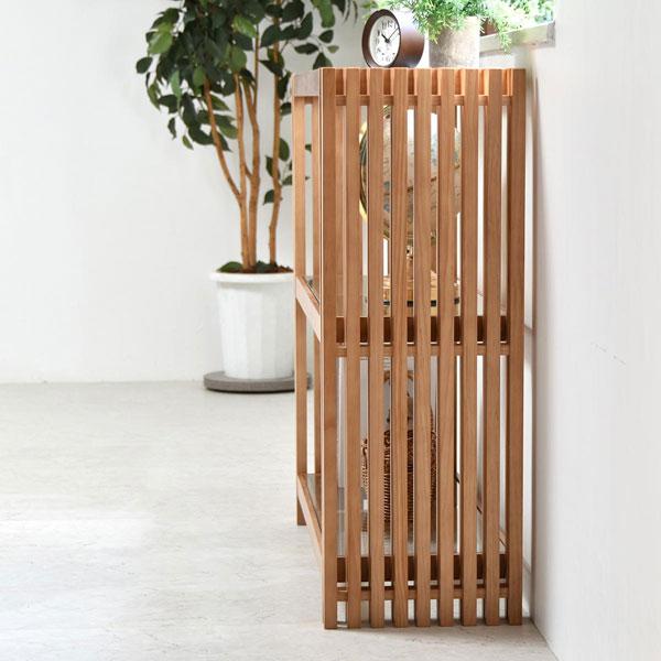 ラック 幅90cm 縦格子 ガラス天板 FOREST 収納 FOR-900-BB : 1147