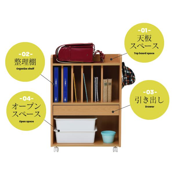 ランドセルラック ランドセル収納 幅62cm キャスター付き 子供部屋収納 ジュニア家具 FRM-0124-JKの画像
