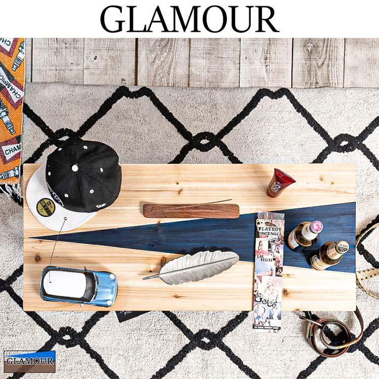 センターテーブル 棚収納付き 天然木 幅90cm GLAMOUR ナチュラル