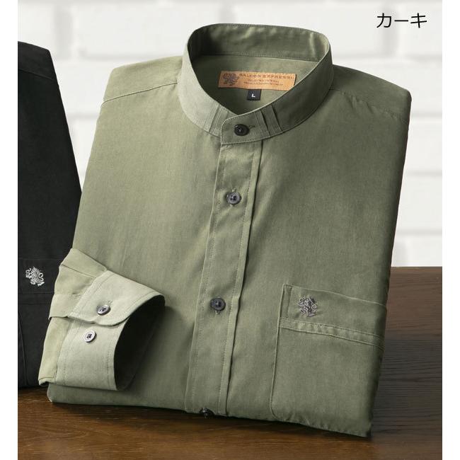 SALOON EXPRESS サルーンエクスプレス スエード調スタンド襟シャツ 同