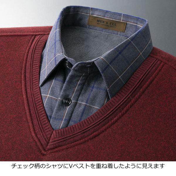 2色 メンズ 長袖 チェック柄 フェイクツーピースベスト シャツ 89.jpg