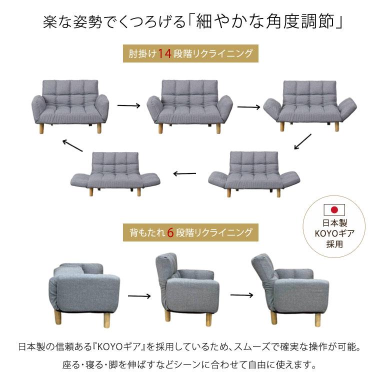 カウチソファ メルル ソファ 2人掛け コンパクト リクライニング