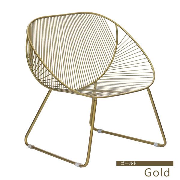 ゴールドフレーム ワイヤーワイドチェア 椅子 ワイヤーワイドチェア ミーチェ パーソナルチェア 椅子 アイアン
