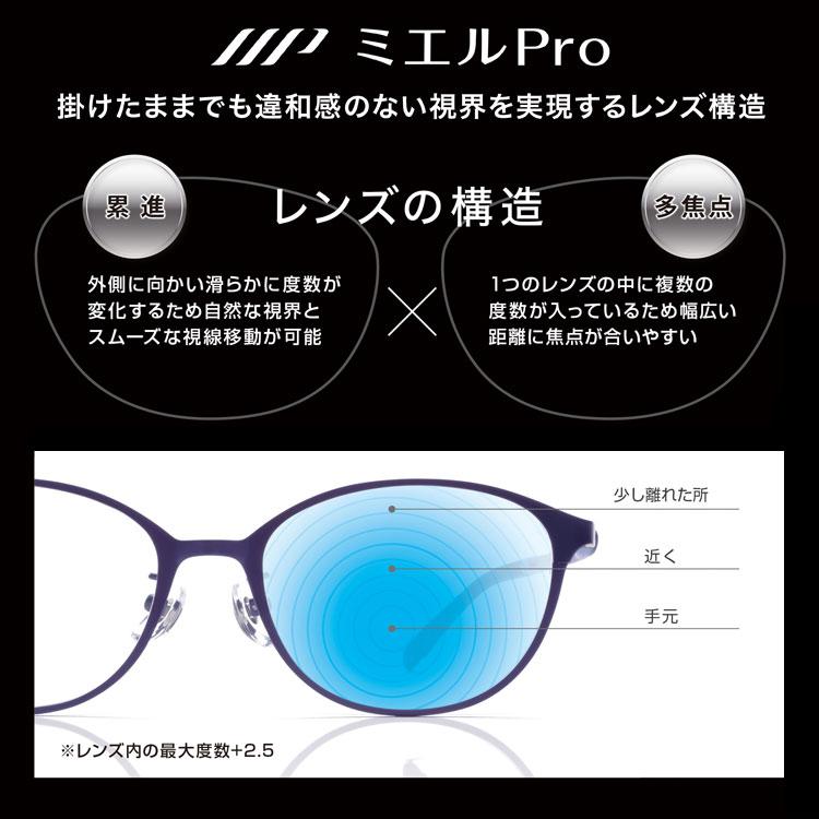 ミエルPro オーバル型老眼鏡 グラデーションレンズ 累進多焦点レンズ ミエルPro 老眼鏡 シニアグラス おしゃれ メンズ
