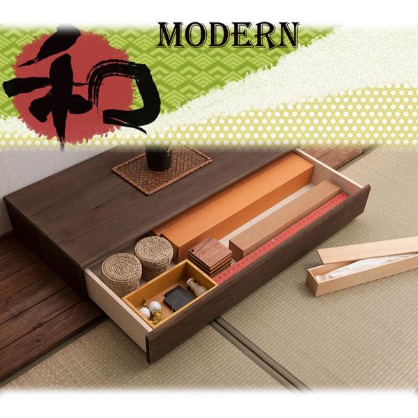 置床　床の間収納 置き床 置床 桐 幅100cm 生地仕上げ 床の間 引き出し付 完成品