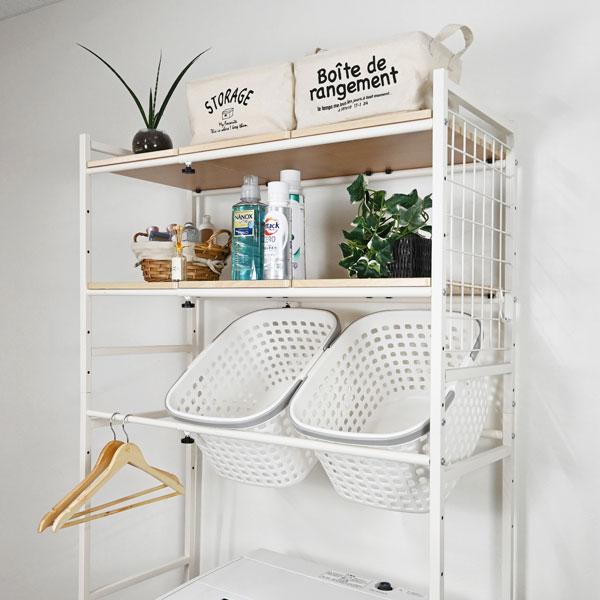 伸縮式ランドリーラック 洗濯機上収納 横幅65〜95cm ドラム式洗濯機