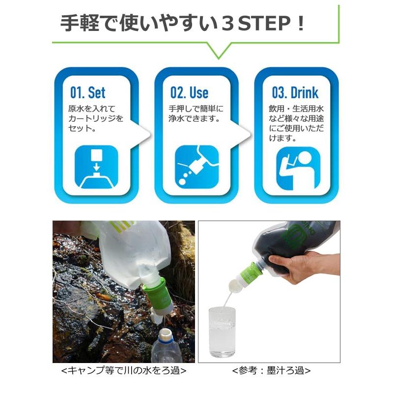 携帯用浄水器 デリオス＆ウォーターパック Deliosセット ペットボトル浄水 避難用品 地震対策 防災グッズ アウトドア SD9S-2｜1147kodawaru｜04