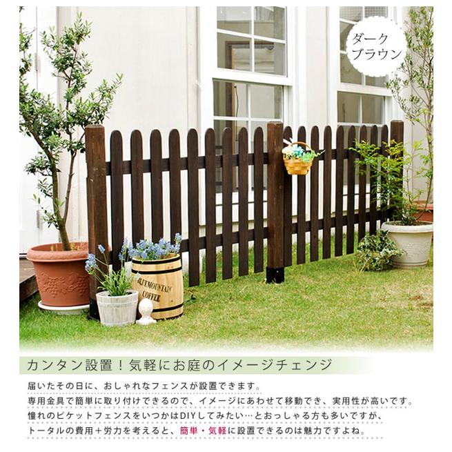 ピケットフェンス 幅120cm ストレート 基本セット 土中用 埋込用 天然木 【物置】 SFPS1200F-UB