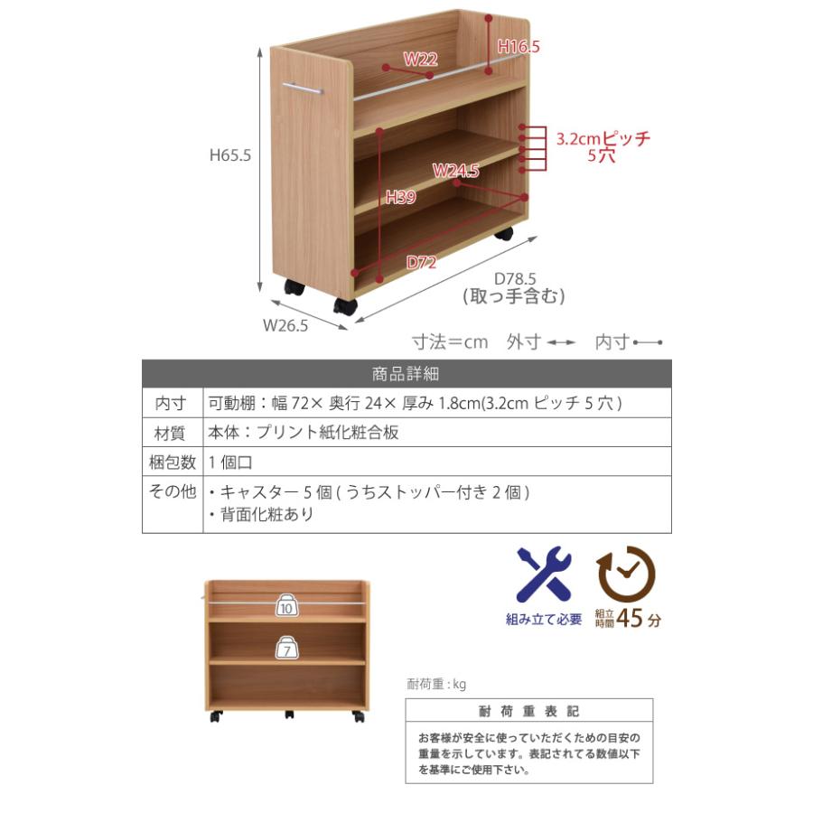押入れラック 2個セット 幅26.5cm キャスター付 ワイドワゴン 収納家具