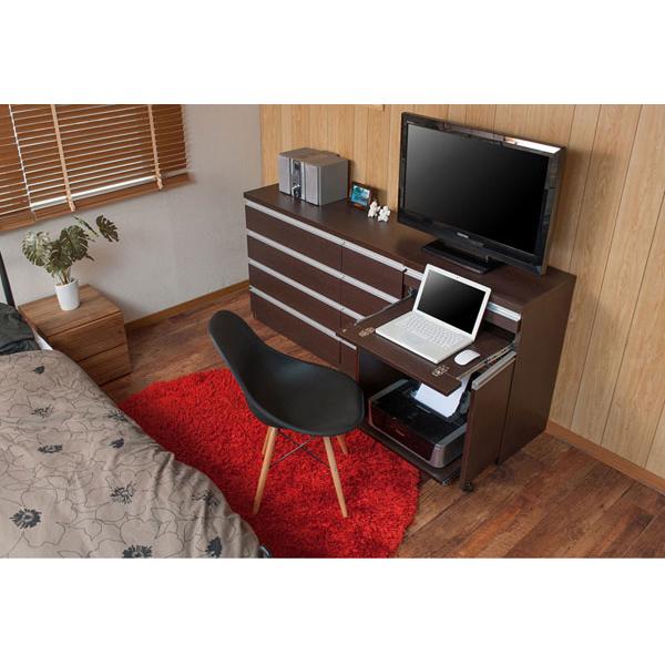 PCデスク キャビネット 日本製 PCテーブル 幅60cm スライド棚 完成品