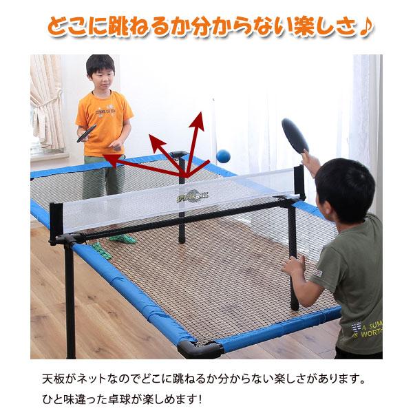どこ跳ねピンポン ネット仕様卓球台 ラケットボール付 室内遊戯 TAN