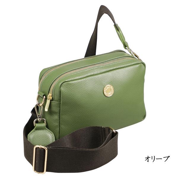 オリーブドラブ ショルダーバッグ 中型 牛革ダブルファスナーショルダーバッグ 豊岡工房 日本製 肩掛けカバン